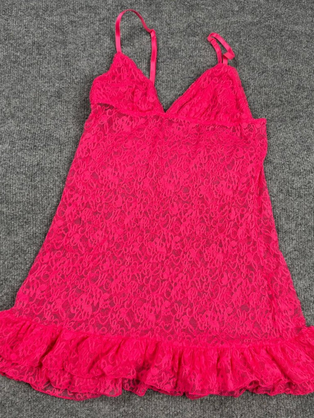 Forever 21 Lingerie Pink Lace Chemise Babydoll Slip Nightgown Size Small Petite